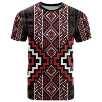 Red Tukutuku Pattern Aotearoa T Shirt Niho Taniwha and Puhoro Motifs LT7 Red - Polynesian Pride
