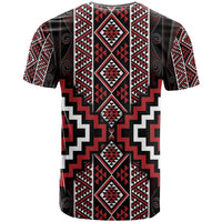 Red Tukutuku Pattern Aotearoa T Shirt Niho Taniwha and Puhoro Motifs LT7 - Polynesian Pride