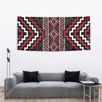 Red Tukutuku Pattern Aotearoa Tapestry Niho Taniwha and Puhoro Motifs