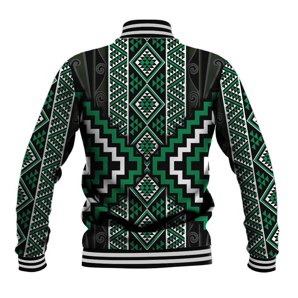 Jade Tukutuku Pattern Aotearoa Baseball Jacket Niho Taniwha and Puhoro Motifs LT7 - Polynesian Pride