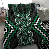 Jade Tukutuku Pattern Aotearoa Bedding Set Niho Taniwha and Puhoro Motifs