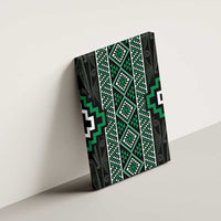 Jade Tukutuku Pattern Aotearoa Canvas Wall Art Niho Taniwha and Puhoro Motifs