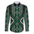 Jade Tukutuku Pattern Aotearoa Family Matching Off The Shoulder Long Sleeve Dress and Hawaiian Shirt Niho Taniwha and Puhoro Motifs