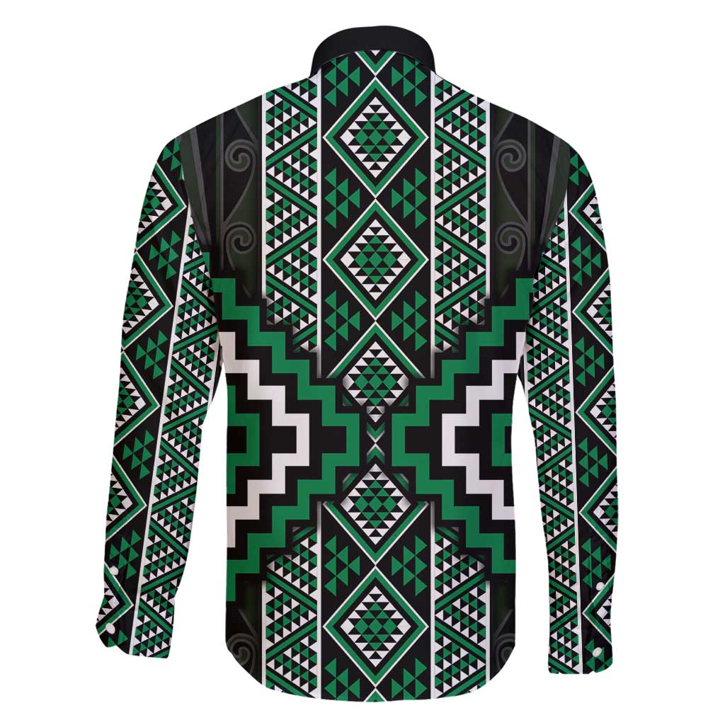 Jade Tukutuku Pattern Aotearoa Family Matching Off Shoulder Maxi Dress and Hawaiian Shirt Niho Taniwha and Puhoro Motifs LT7 - Polynesian Pride