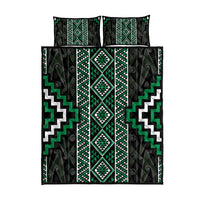 Jade Tukutuku Pattern Aotearoa Quilt Bed Set Niho Taniwha and Puhoro Motifs