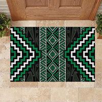 Jade Tukutuku Pattern Aotearoa Rubber Doormat Niho Taniwha and Puhoro Motifs