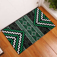 Jade Tukutuku Pattern Aotearoa Rubber Doormat Niho Taniwha and Puhoro Motifs