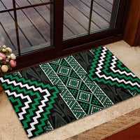 Jade Tukutuku Pattern Aotearoa Rubber Doormat Niho Taniwha and Puhoro Motifs