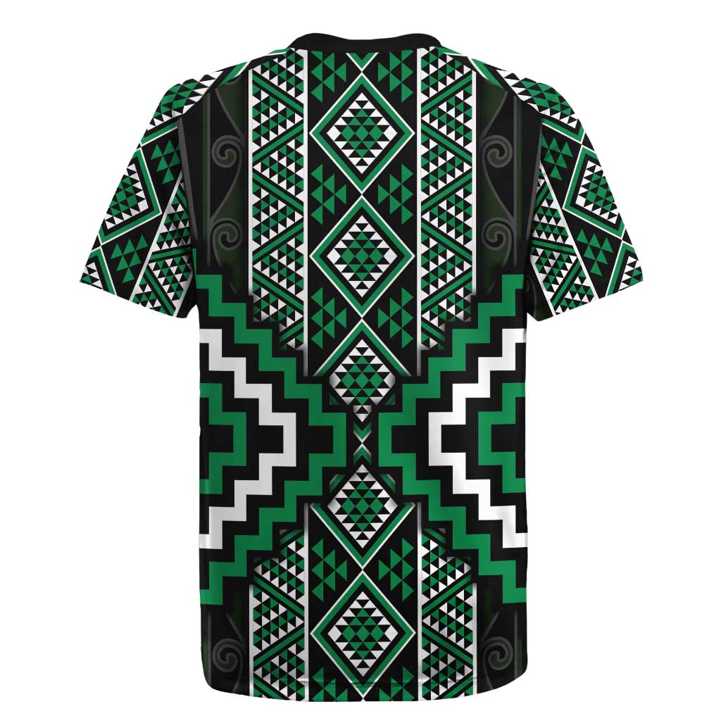 Jade Tukutuku Pattern Aotearoa Rugby Jersey Niho Taniwha and Puhoro Motifs LT7 - Polynesian Pride