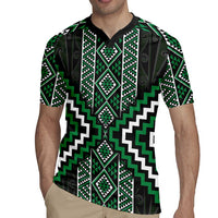 Jade Tukutuku Pattern Aotearoa Rugby Jersey Niho Taniwha and Puhoro Motifs LT7 - Polynesian Pride