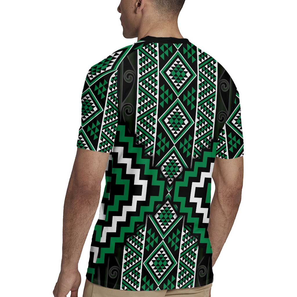 Jade Tukutuku Pattern Aotearoa Rugby Jersey Niho Taniwha and Puhoro Motifs LT7 - Polynesian Pride