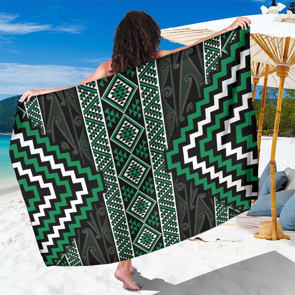 Jade Tukutuku Pattern Aotearoa Sarong Niho Taniwha and Puhoro Motifs