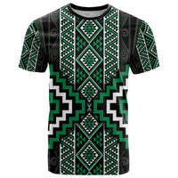 Jade Tukutuku Pattern Aotearoa T Shirt Niho Taniwha and Puhoro Motifs LT7 Green - Polynesian Pride