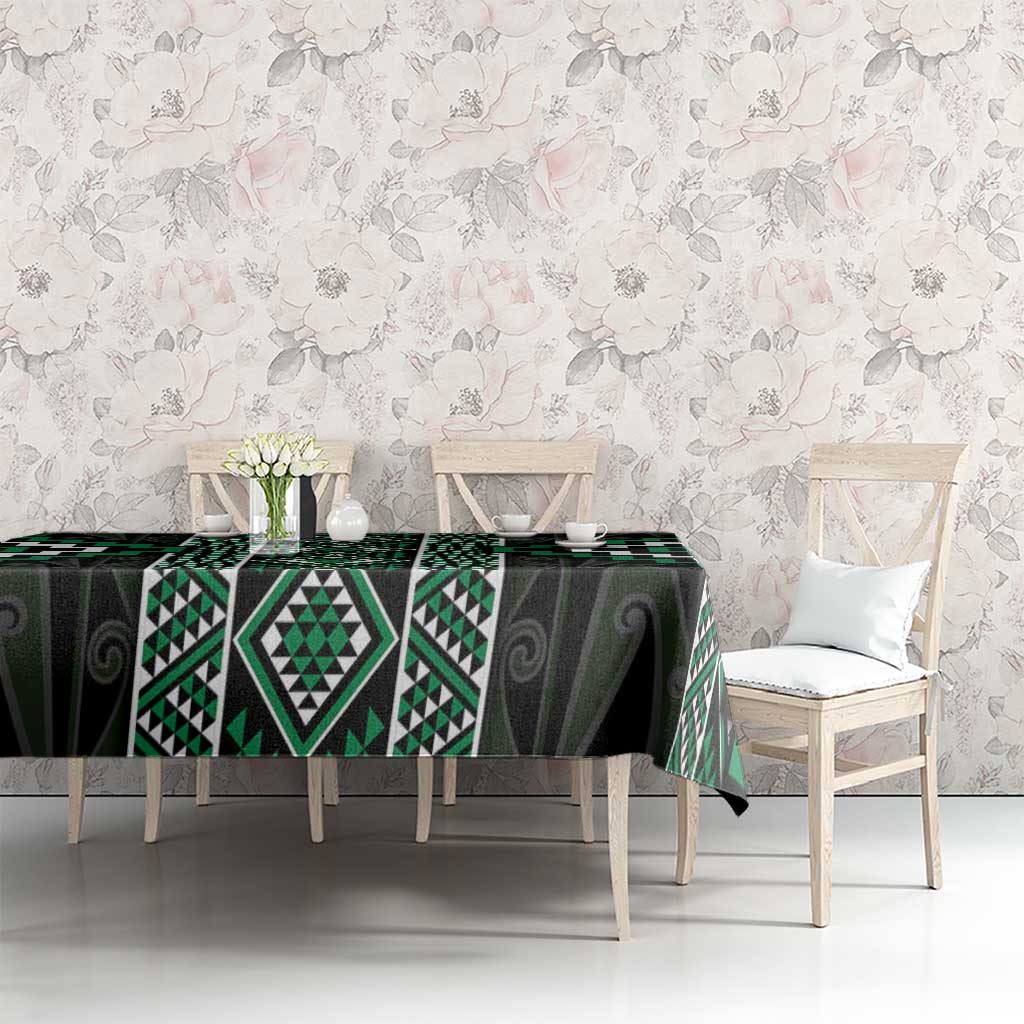 Jade Tukutuku Pattern Aotearoa Tablecloth Niho Taniwha and Puhoro Motifs LT7 - Polynesian Pride