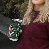 Jade Tukutuku Pattern Aotearoa Tumbler Cup Niho Taniwha and Puhoro Motifs
