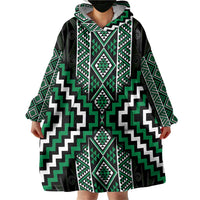 Jade Tukutuku Pattern Aotearoa Wearable Blanket Hoodie Niho Taniwha and Puhoro Motifs