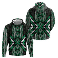 Jade Tukutuku Pattern Aotearoa Zip Hoodie Niho Taniwha and Puhoro Motifs