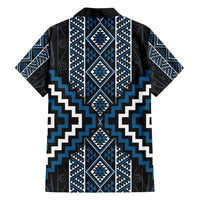 Azure Tukutuku Pattern Aotearoa Family Matching Puletasi and Hawaiian Shirt Niho Taniwha and Puhoro Motifs LT7 - Polynesian Pride