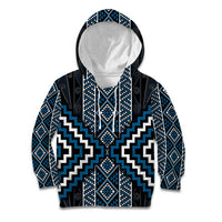 Azure Tukutuku Pattern Aotearoa Kid Hoodie Niho Taniwha and Puhoro Motifs
