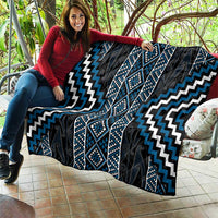 Azure Tukutuku Pattern Aotearoa Quilt Niho Taniwha and Puhoro Motifs LT7 - Polynesian Pride