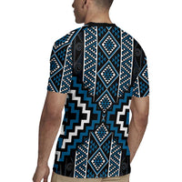 Azure Tukutuku Pattern Aotearoa Rugby Jersey Niho Taniwha and Puhoro Motifs LT7 - Polynesian Pride