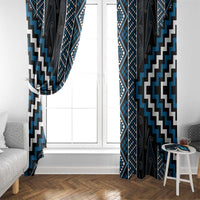 Azure Tukutuku Pattern Aotearoa Window Curtain Niho Taniwha and Puhoro Motifs