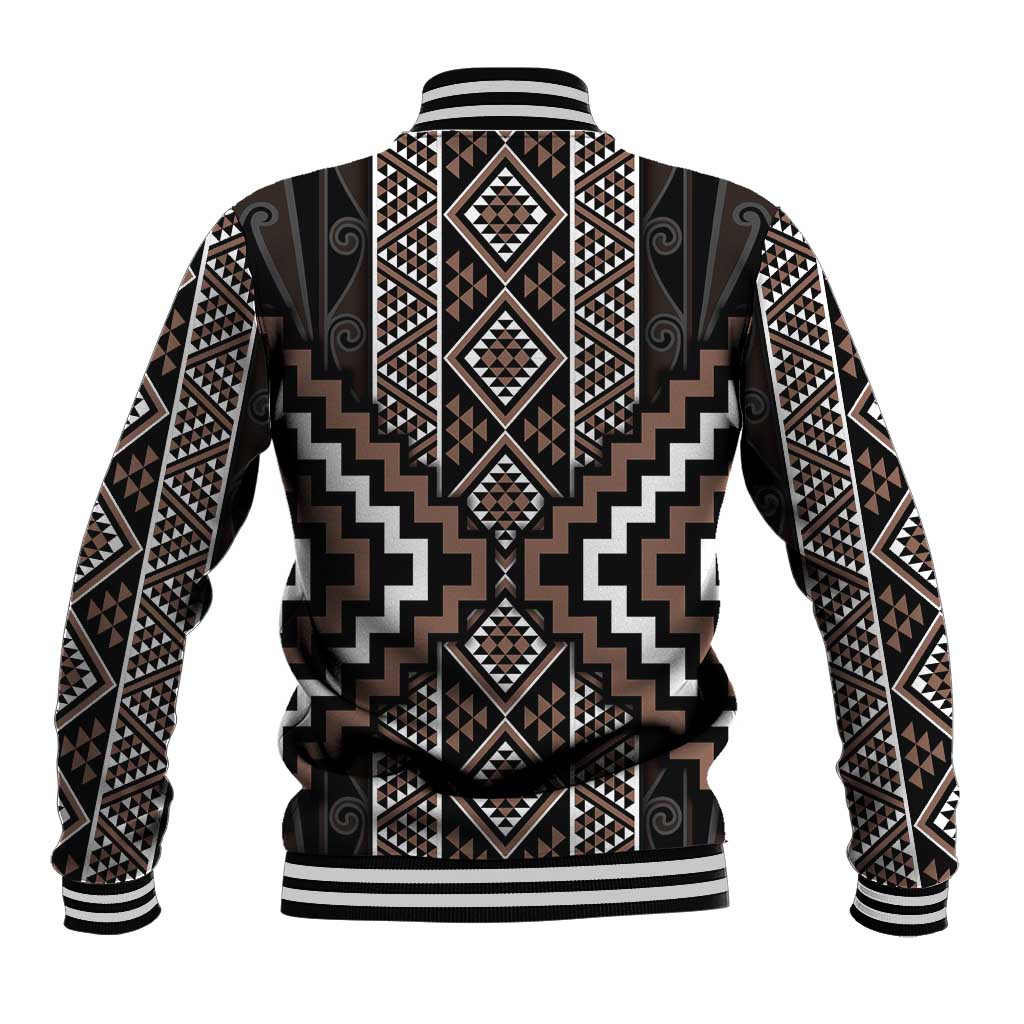 Classic Tukutuku Pattern Aotearoa Baseball Jacket Niho Taniwha and Puhoro Motifs LT7 - Polynesian Pride