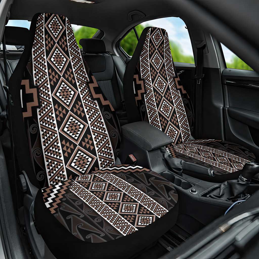 Classic Tukutuku Pattern Aotearoa Car Seat Cover Niho Taniwha and Puhoro Motifs