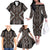 Classic Tukutuku Pattern Aotearoa Family Matching Off The Shoulder Long Sleeve Dress and Hawaiian Shirt Niho Taniwha and Puhoro Motifs