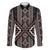 Classic Tukutuku Pattern Aotearoa Family Matching Off The Shoulder Long Sleeve Dress and Hawaiian Shirt Niho Taniwha and Puhoro Motifs