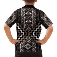 Classic Tukutuku Pattern Aotearoa Family Matching Off Shoulder Maxi Dress and Hawaiian Shirt Niho Taniwha and Puhoro Motifs LT7 - Polynesian Pride