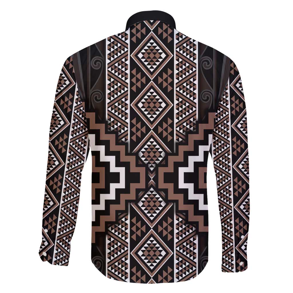 Classic Tukutuku Pattern Aotearoa Family Matching Off Shoulder Maxi Dress and Hawaiian Shirt Niho Taniwha and Puhoro Motifs LT7 - Polynesian Pride