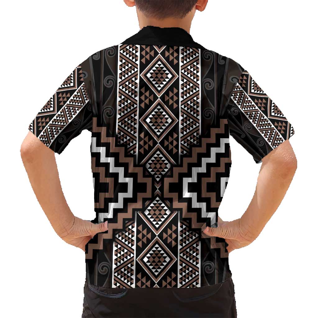 Classic Tukutuku Pattern Aotearoa Family Matching Puletasi and Hawaiian Shirt Niho Taniwha and Puhoro Motifs LT7 - Polynesian Pride