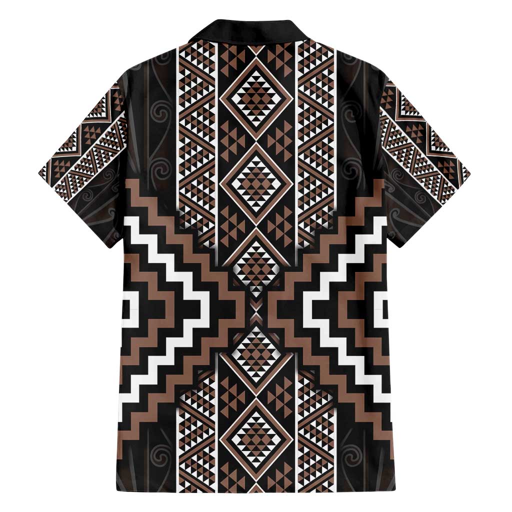 Classic Tukutuku Pattern Aotearoa Hawaiian Shirt Niho Taniwha and Puhoro Motifs