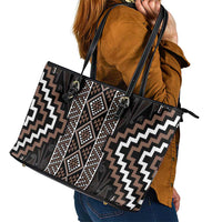 Classic Tukutuku Pattern Aotearoa Leather Tote Bag Niho Taniwha and Puhoro Motifs LT7 - Polynesian Pride