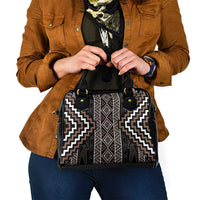 Classic Tukutuku Pattern Aotearoa Shoulder Handbag Niho Taniwha and Puhoro Motifs