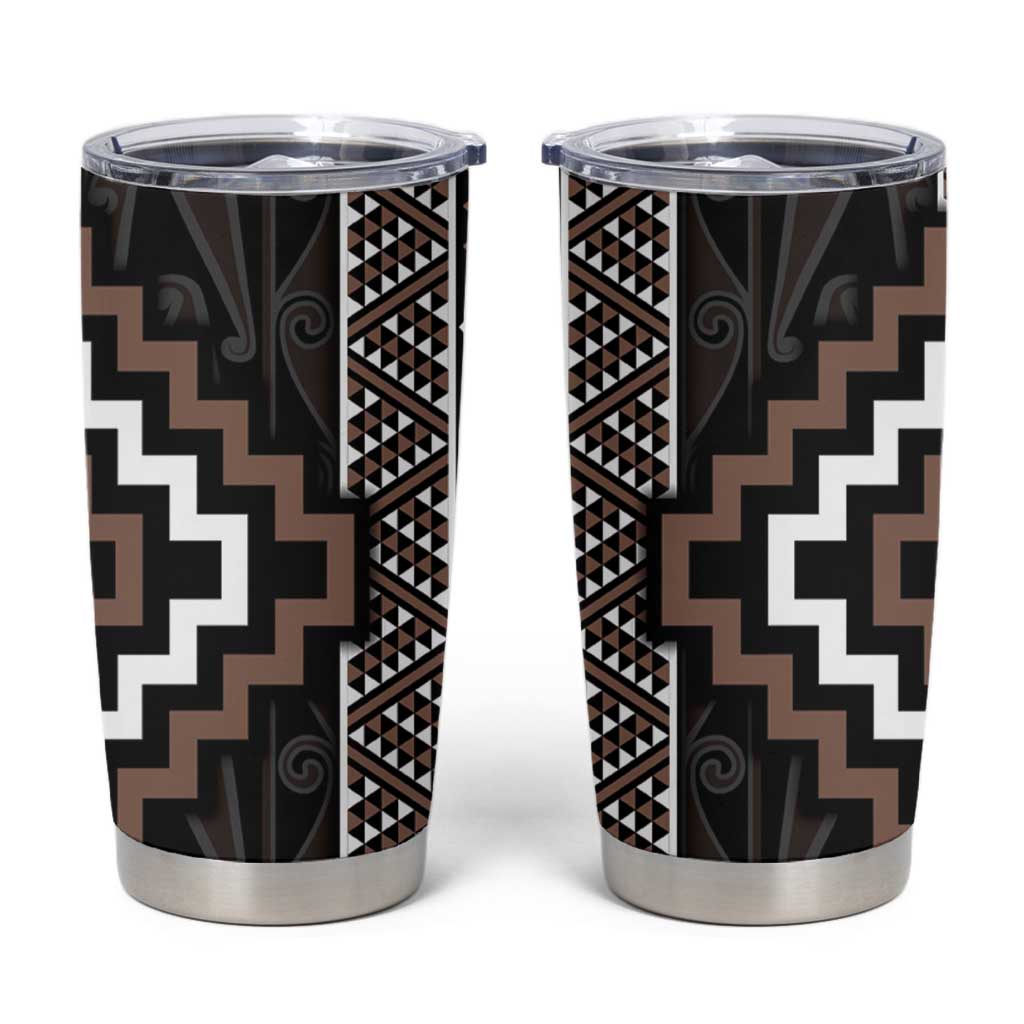 Classic Tukutuku Pattern Aotearoa Tumbler Cup Niho Taniwha and Puhoro Motifs