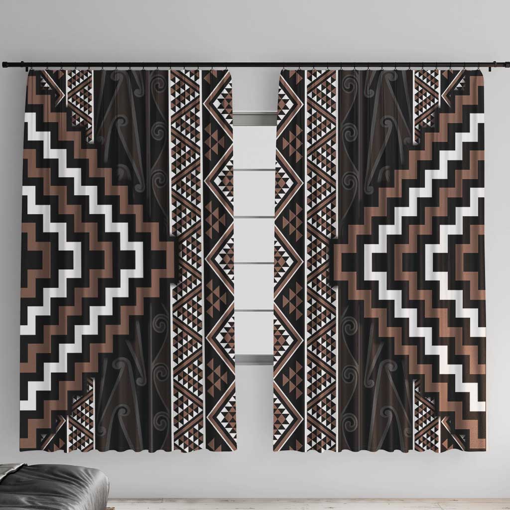 Classic Tukutuku Pattern Aotearoa Window Curtain Niho Taniwha and Puhoro Motifs