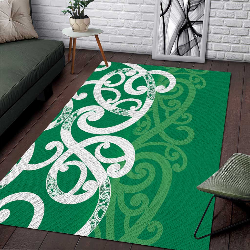 Pounamu Green Maori Area Rug Koru Kowhaiwhai LT7 Green - Polynesian Pride