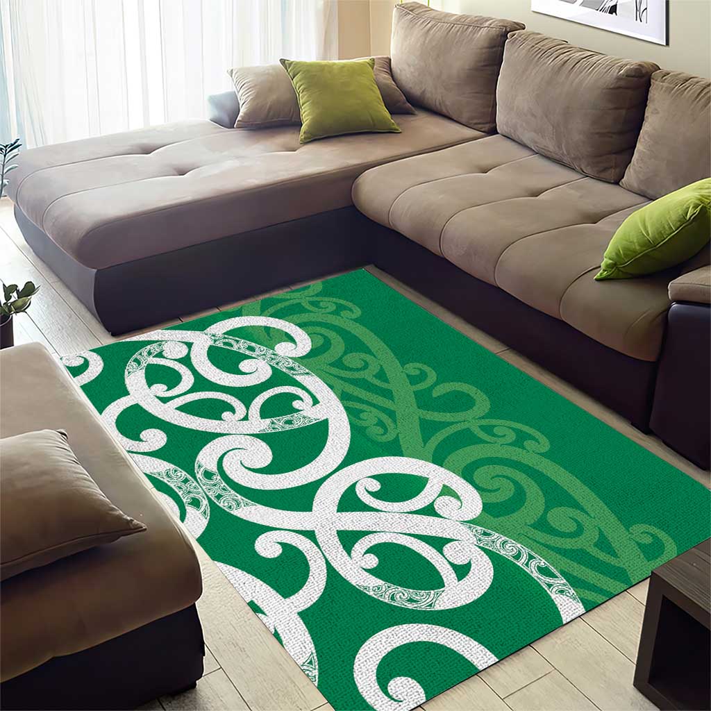 Pounamu Green Maori Area Rug Koru Kowhaiwhai LT7 - Polynesian Pride