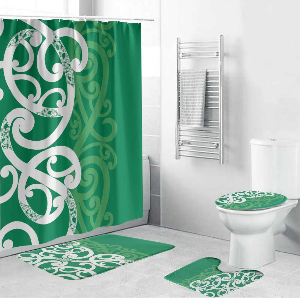 Pounamu Green Maori Bathroom Set Koru Kowhaiwhai LT7 Bathroom Set (4 pcs) Green - Polynesian Pride