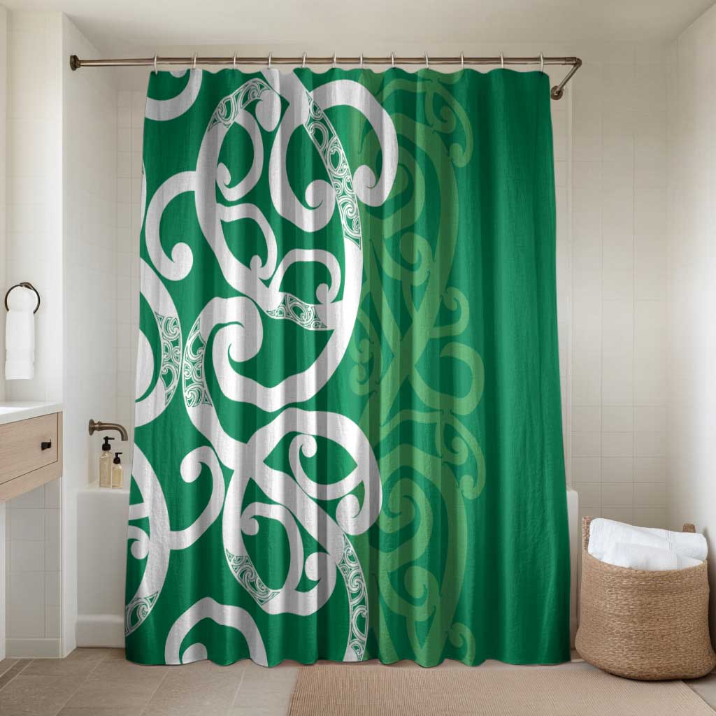 Pounamu Green Maori Bathroom Set Koru Kowhaiwhai LT7 Shower Curtain Only Green - Polynesian Pride