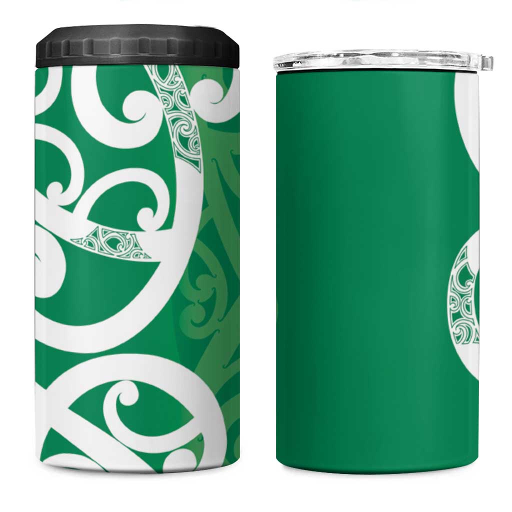 Pounamu Green Maori 4 in 1 Can Cooler Tumbler Koru Kowhaiwhai - Polynesian Pride