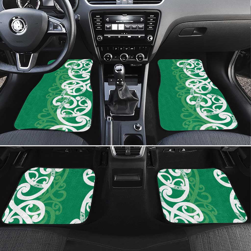 Pounamu Green Maori Car Mats Koru Kowhaiwhai LT7 Set 4pcs Green - Polynesian Pride