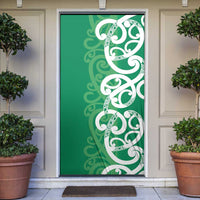 Pounamu Green Maori Door Cover Koru Kowhaiwhai - Polynesian Pride