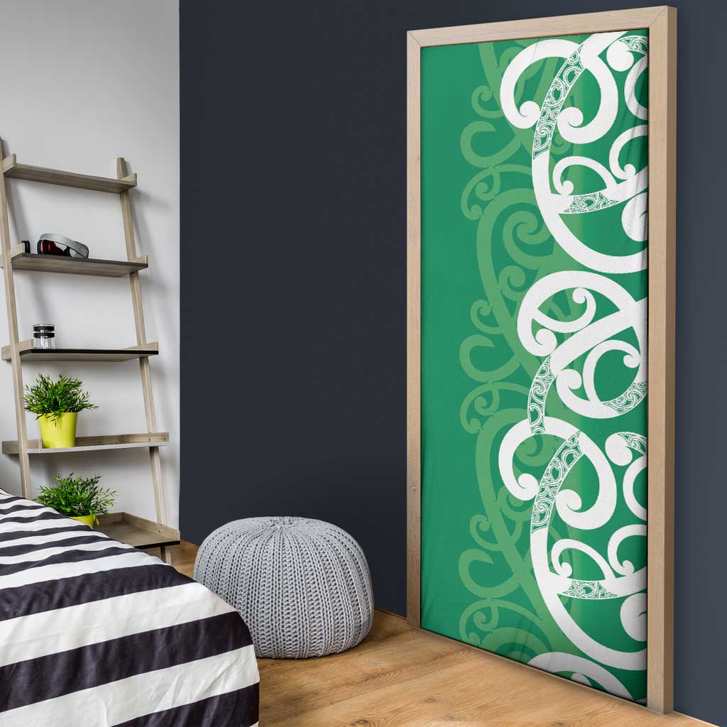 Pounamu Green Maori Door Cover Koru Kowhaiwhai - Polynesian Pride