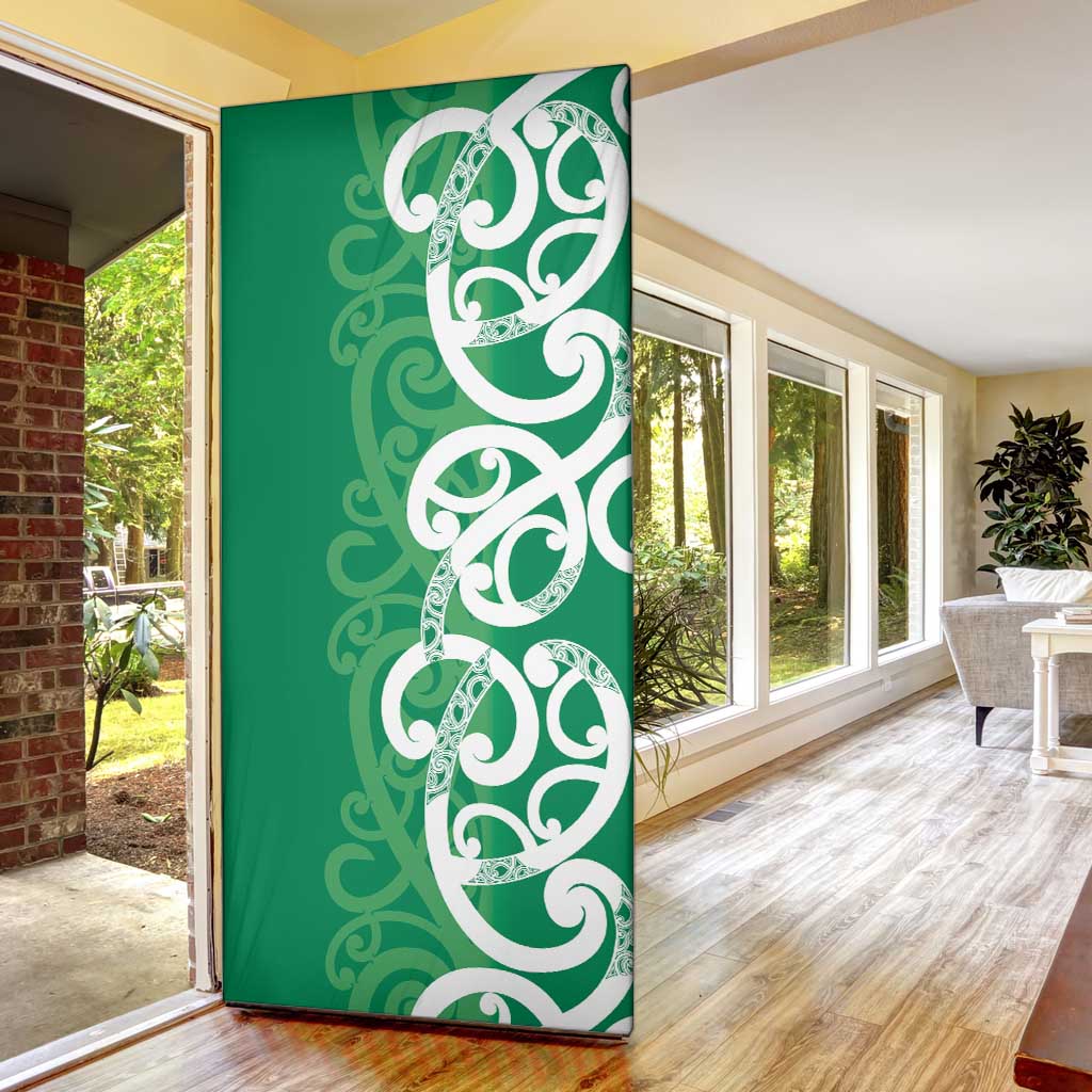 Pounamu Green Maori Door Cover Koru Kowhaiwhai - Polynesian Pride