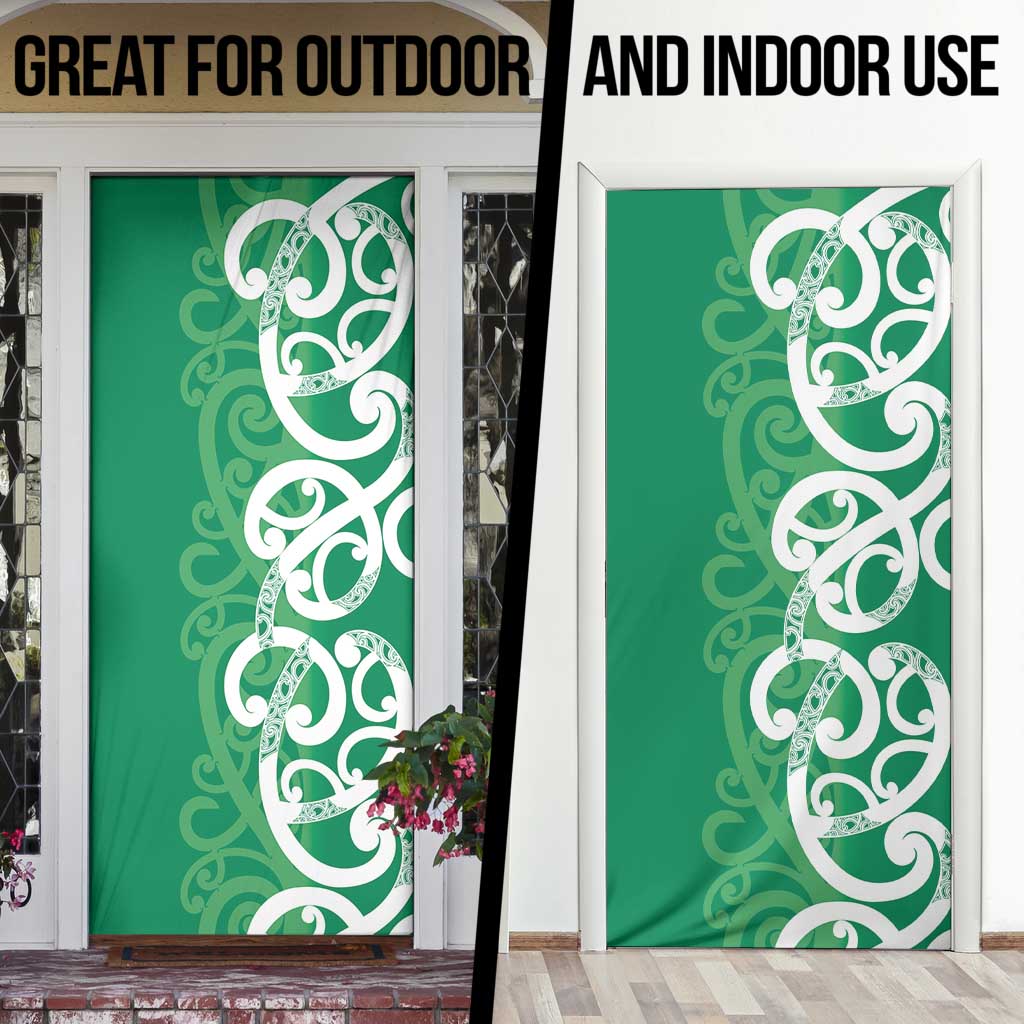 Pounamu Green Maori Door Cover Koru Kowhaiwhai - Polynesian Pride