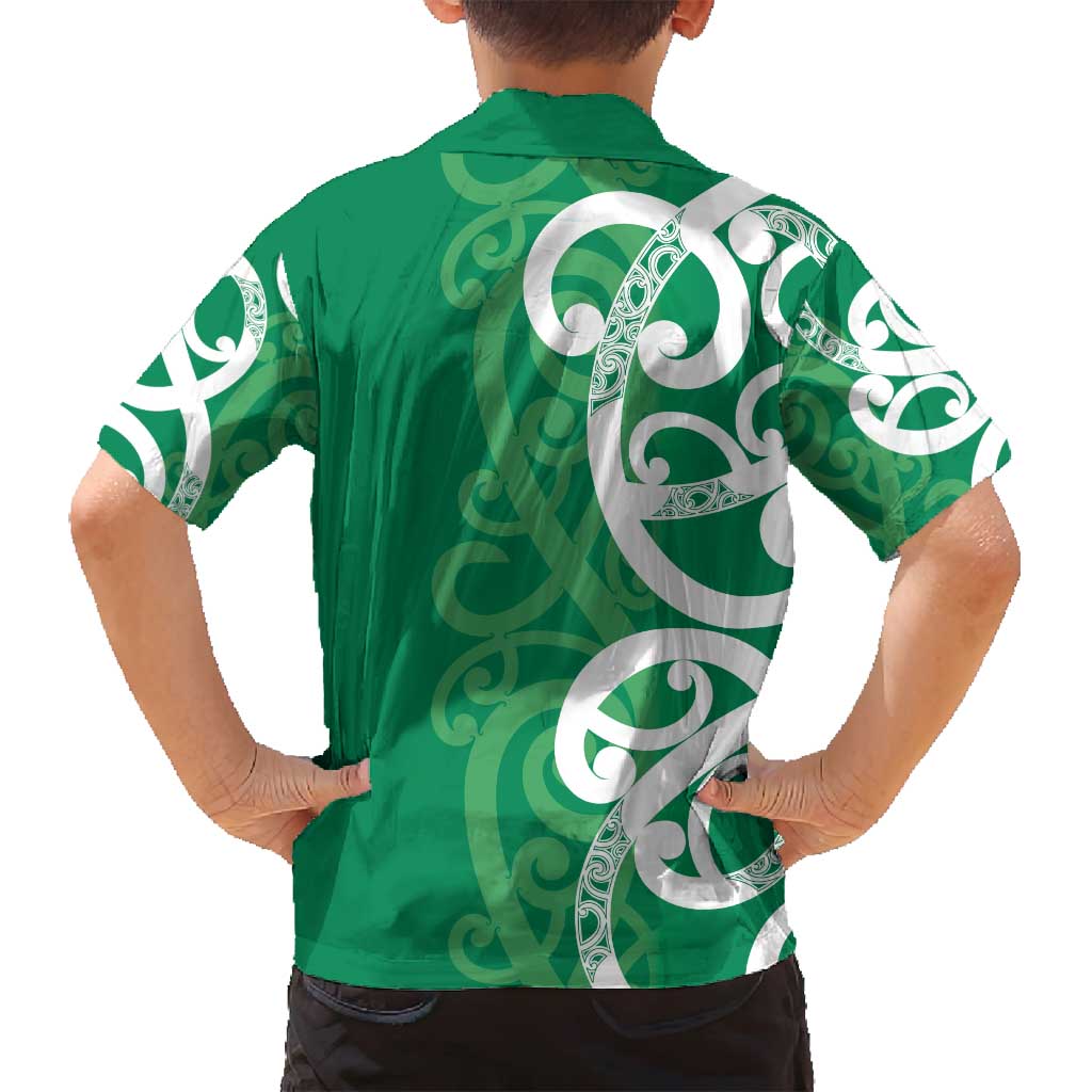 Pounamu Green Maori Family Matching Puletasi and Hawaiian Shirt Koru Kowhaiwhai LT7 - Polynesian Pride
