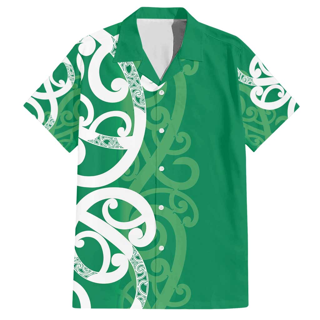 Pounamu Green Maori Family Matching Short Sleeve Bodycon Dress and Hawaiian Shirt Koru Kowhaiwhai LT7 Dad's Shirt - Short Sleeve Green - Polynesian Pride